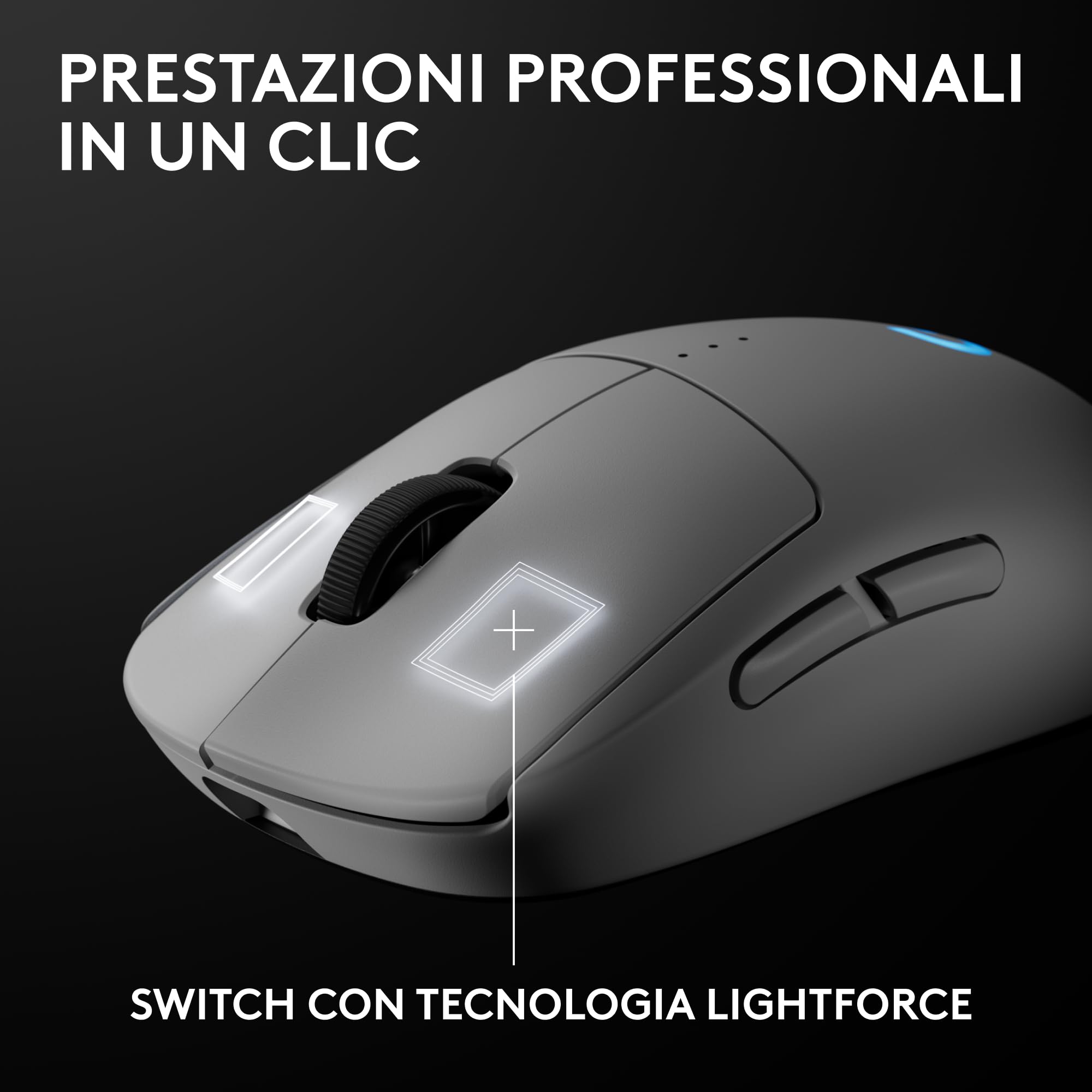 Logitech G PRO 2 LIGHTSPEED Mouse da gioco senza fili, East Europe Pachage, fino a 4 pulsanti laterali magnetici personalizzabili e commutabili, ricarica USB-C, sensore da 32k DPI per PC/Mac