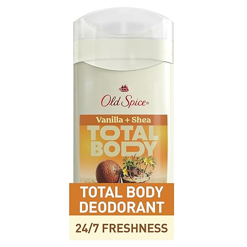 Old Spice Desodorante de cuerpo entero para hombres, desodorante corporal total, vainilla + karité, desodorante sin aluminio para frescura 247,