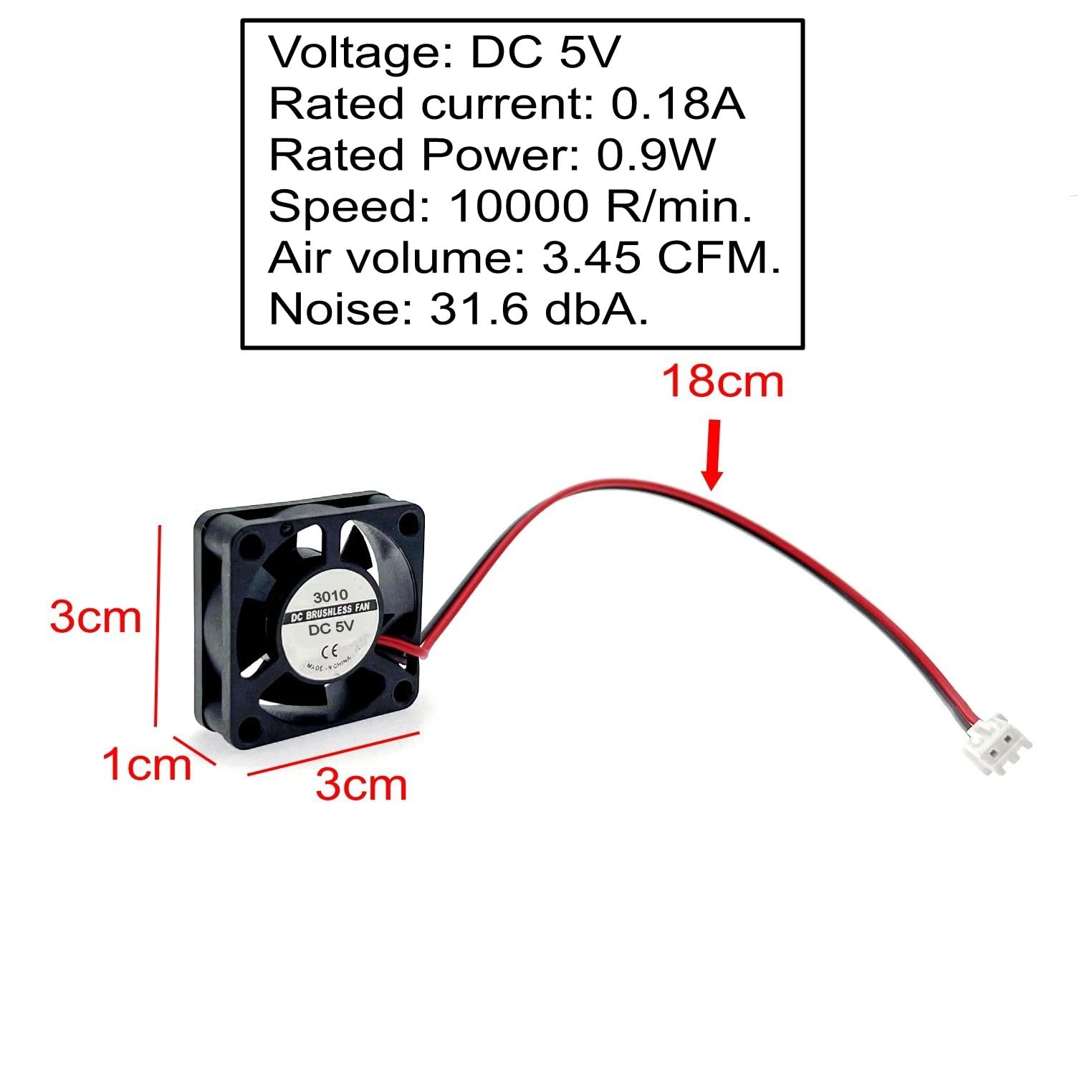 1pc Dc 2pin Mini 3010 Koelventilator 5v/12v/24v 30mm 30x30x10mm Kleine Uitlaatventilator Voor 3d Printer 3010 2 Pin Voor 3d Printer