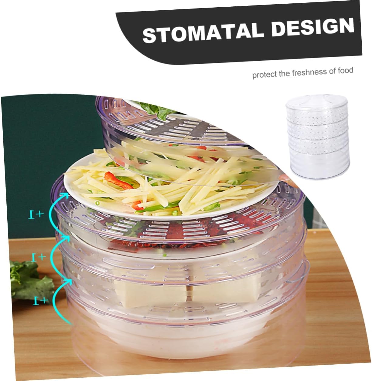 Mipcase Folding Multi-layer Food Cover Set 5pcs Plastic Dustproof Vegetable and Food Storage Covers with Lid for Home Kitchen Preservation