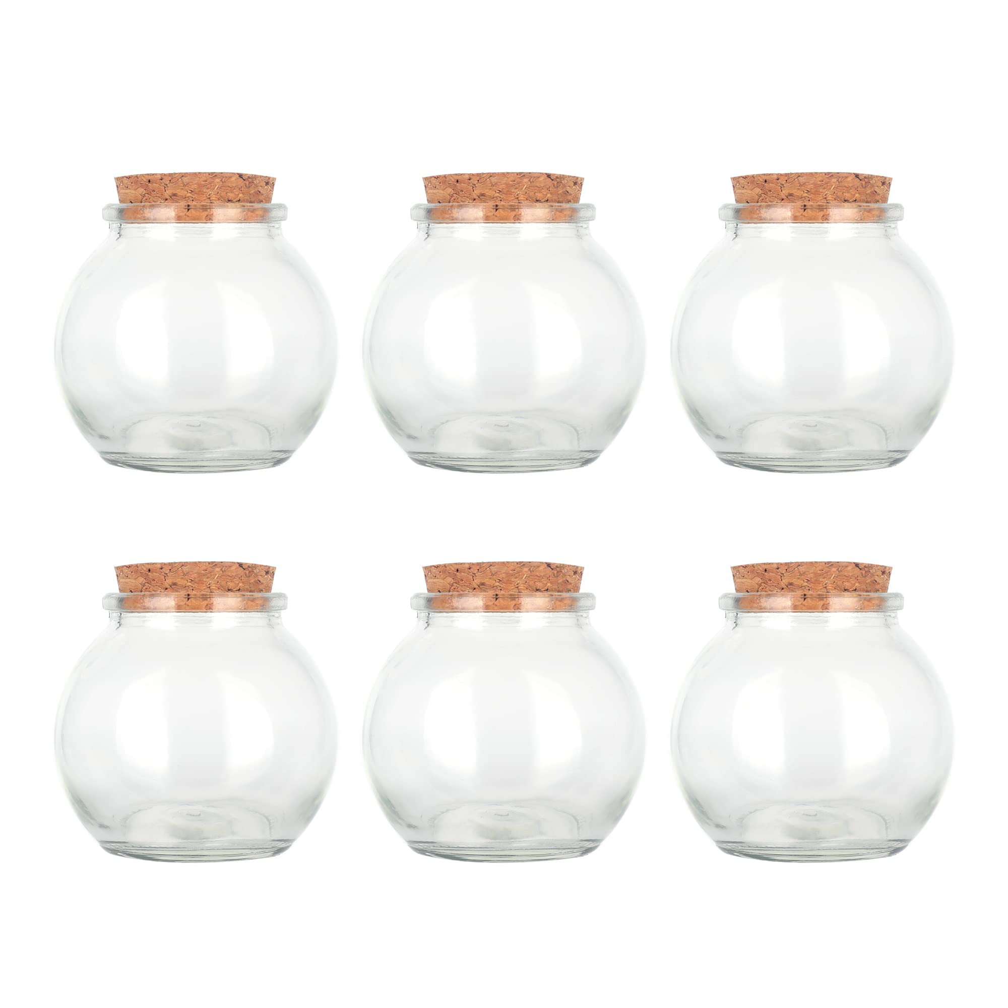Magic Season Decorative Glass Bottles with Cork Stoppers (3.3 fl oz. Spherical Bottles / 6 Pcs)