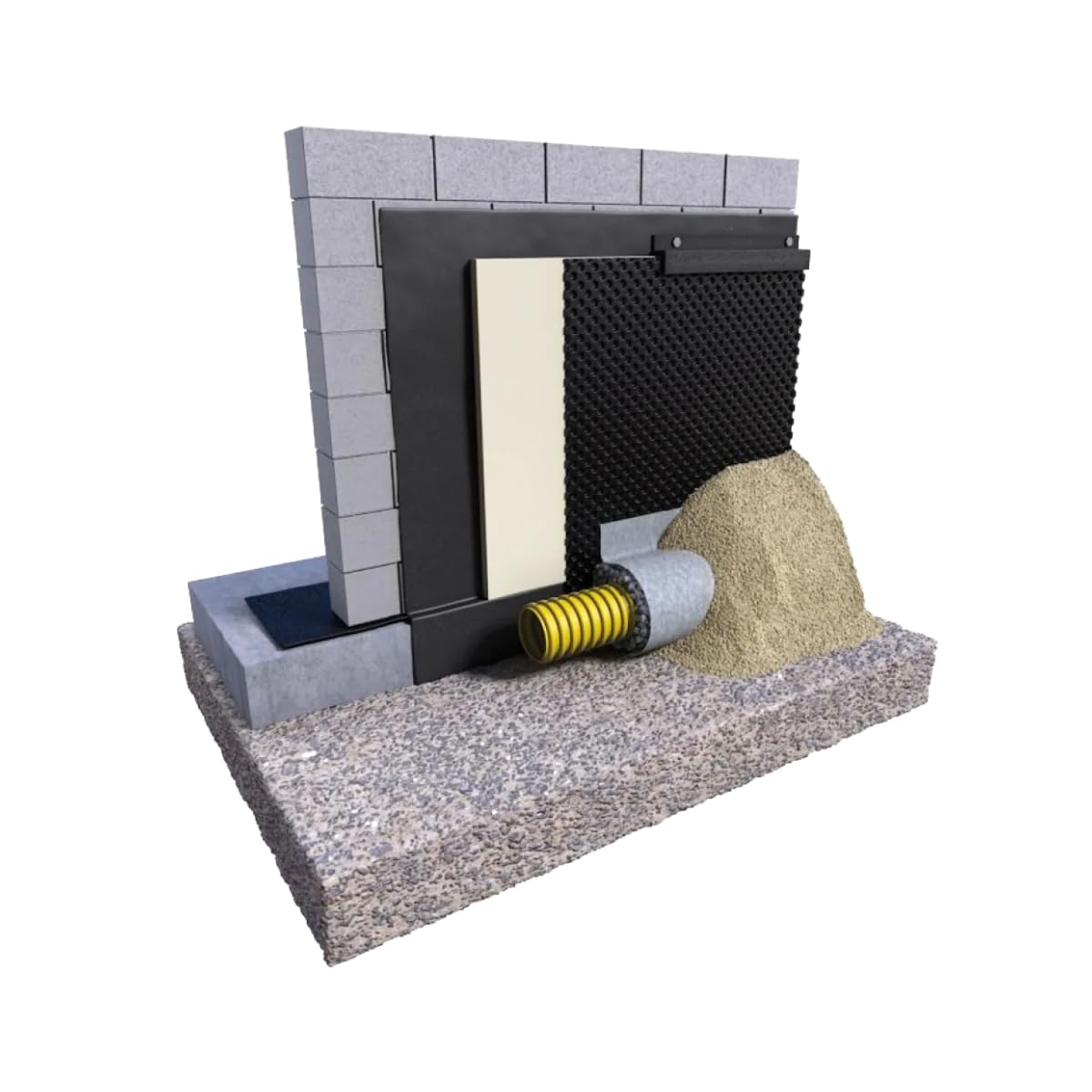 Pellicola a gommini da 20 metri lineare, protezione per muri di base, drenaggio, 400 g/m² (2,0 m (larghezza) x 20 m (lunghezza))