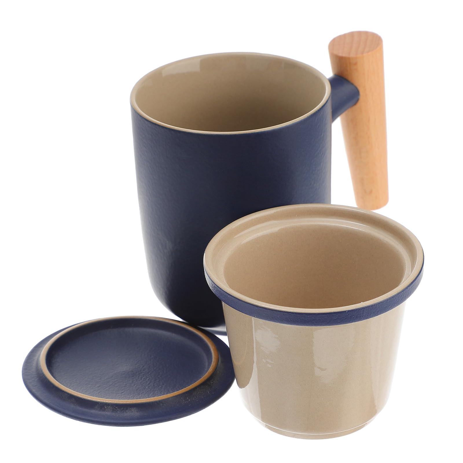 Tasse à Thé en Céramique Bleue à Séparation D’eau pour Café et Lait
