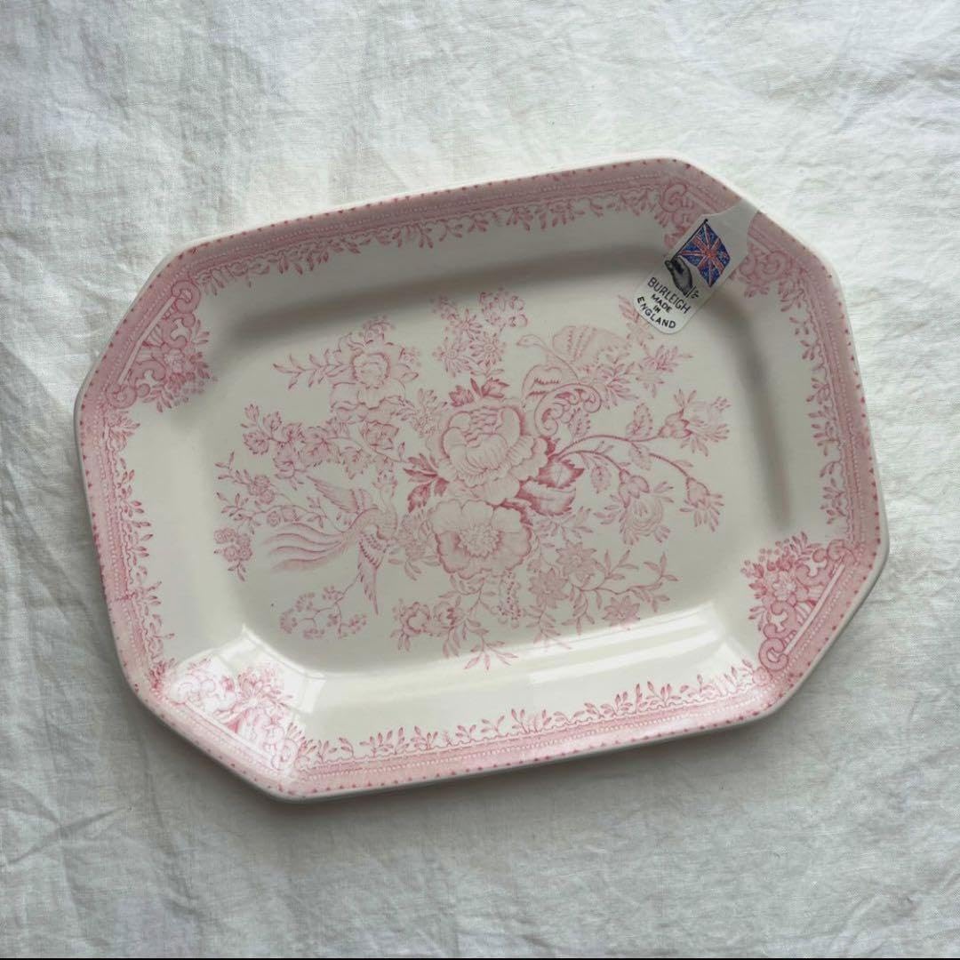 バーレイ ピンクアジアティックフェザンツ スクエアディッシュ