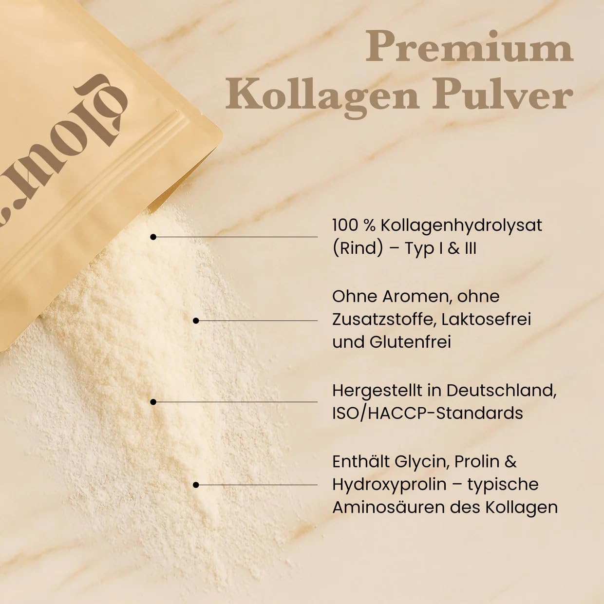 Premium Kollagen Pulver, 100 % reines Collagen Hydrolysat Typ 1 & 3, 1000g - geschmacksneutral, frei von Zusätzen, gute Löslichkeit
