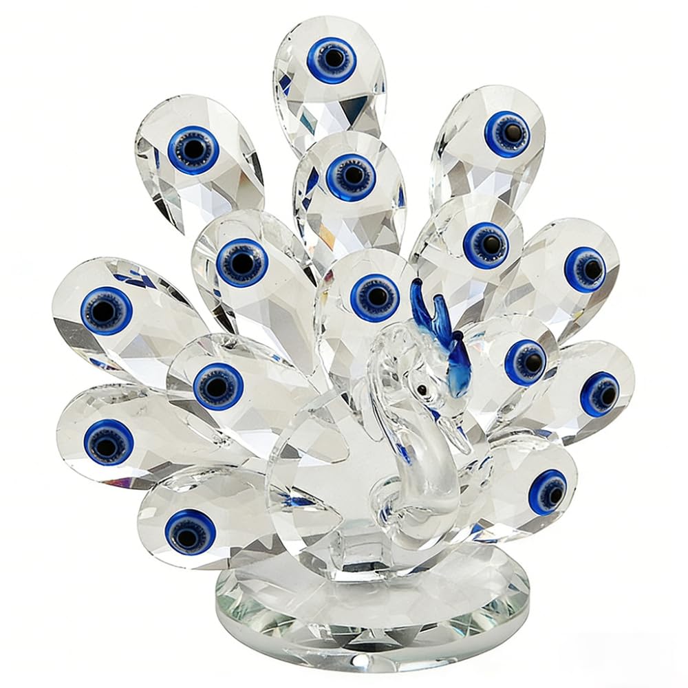 Ornement de paon en verre bleu Leadigol pour embellir un meuble sombre ou vide