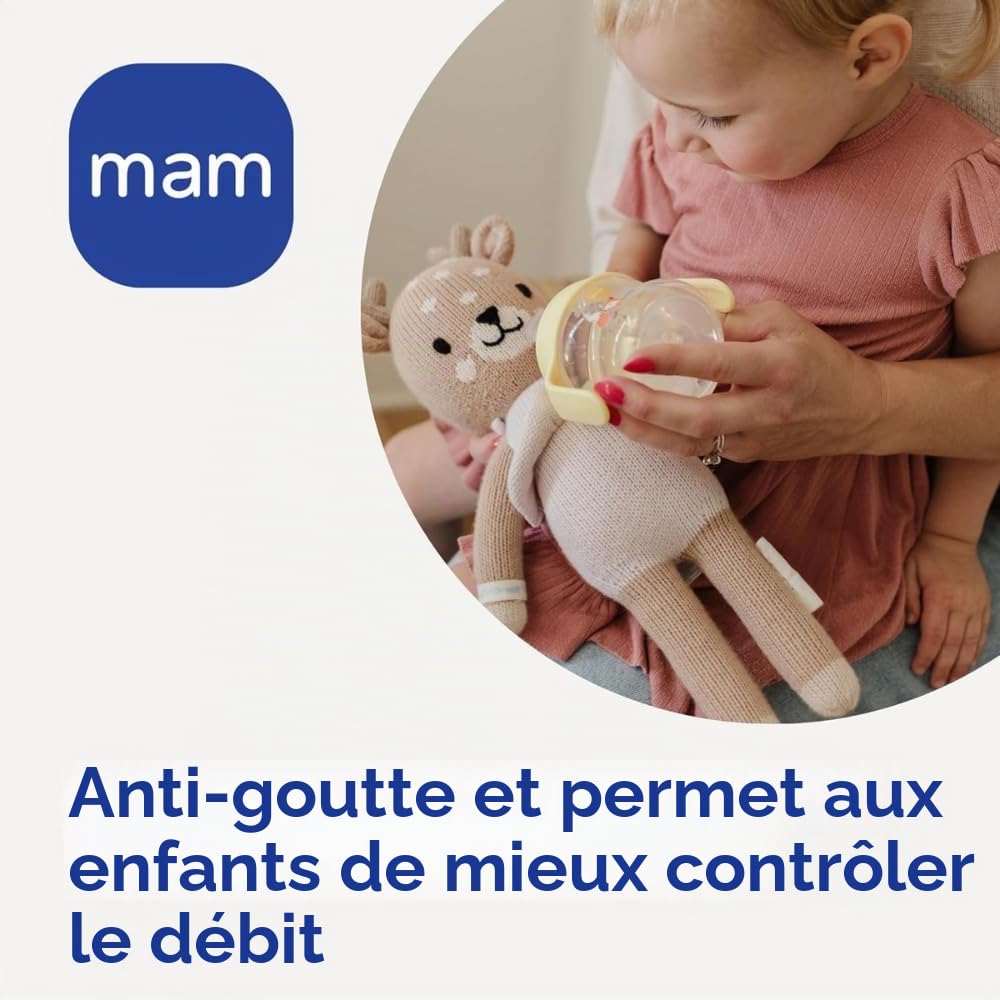 MAM Tasse de démarrage avec poignées antidérapantes et bec, 4 mois 150 ml, bleu clair