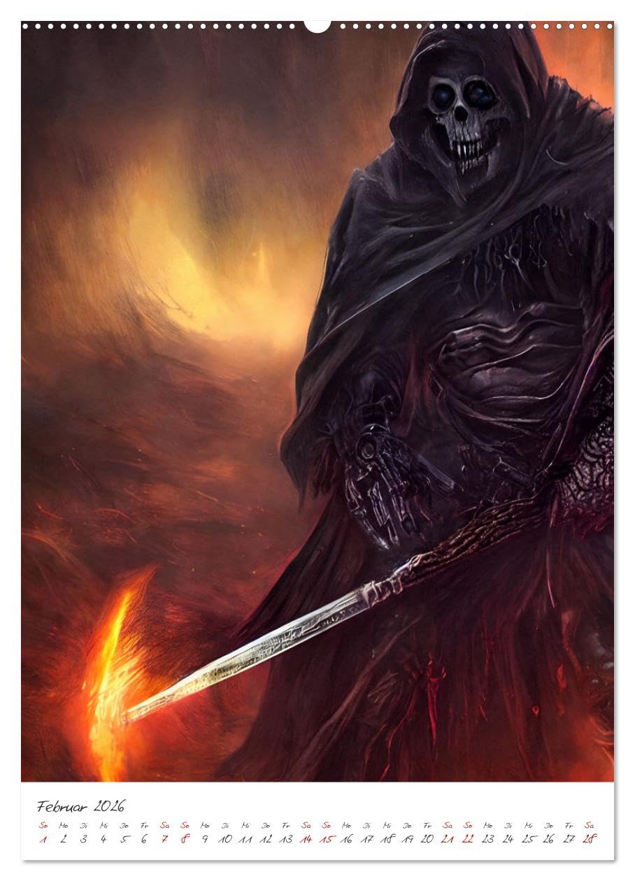 Dark Fantasy Art - Helden und Monster (Wandkalender 2026 DIN A2 hoch), CALVENDO Monatskalender: Monster und Helden portraitiert in zwölf Monaten (CALVENDO Kunst)