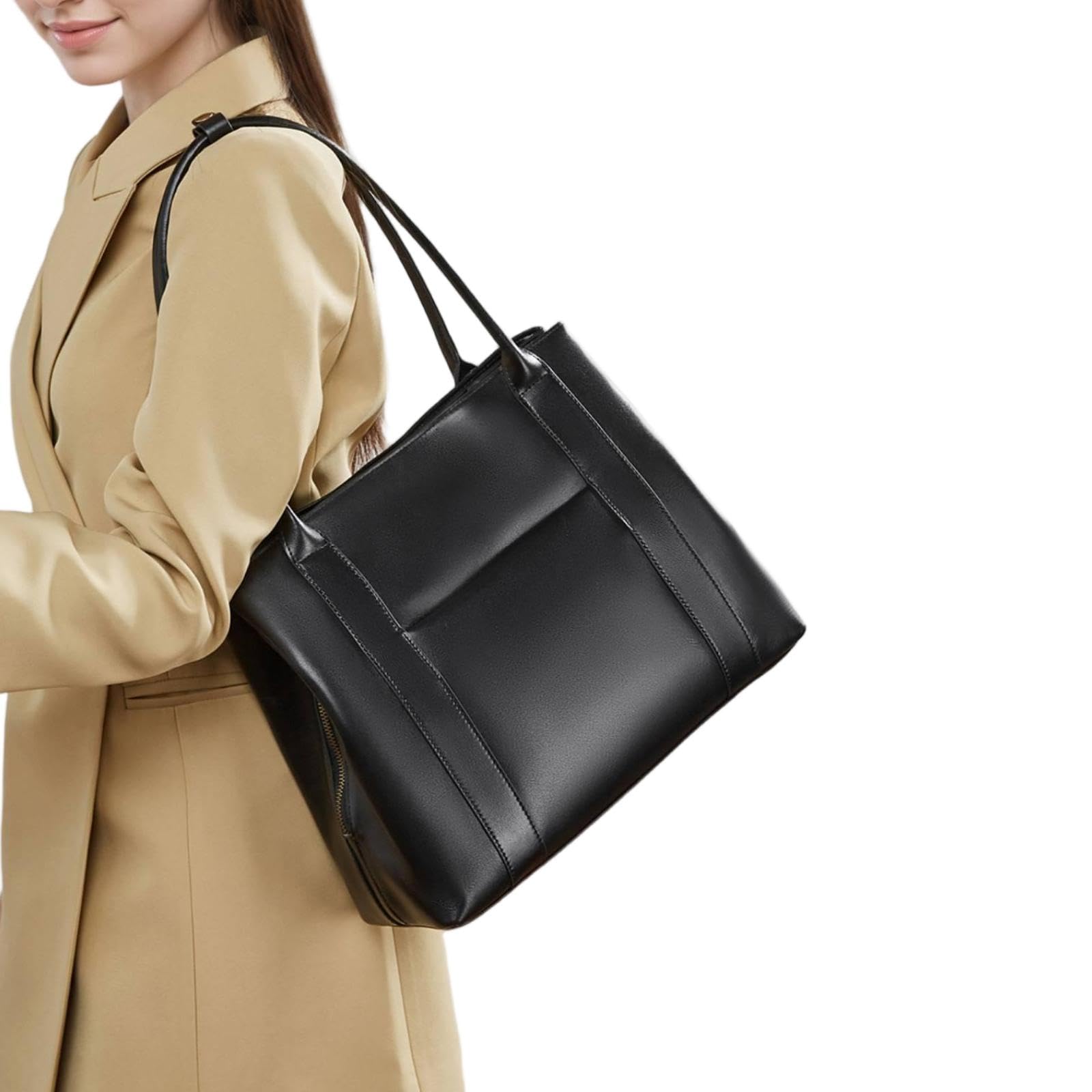 XXDML - Bolso grande de piel auténtica para mujer con asa superior