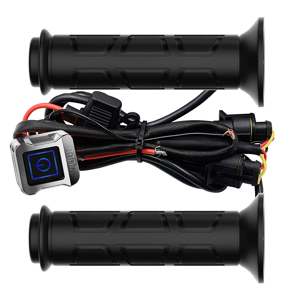 Empuñaduras de motocicleta con calefacción eléctrica para manillar ATV de 22 mm de diámetro, empuñaduras de manillar con termostato inteligente uniVe/r*sal, color negro
