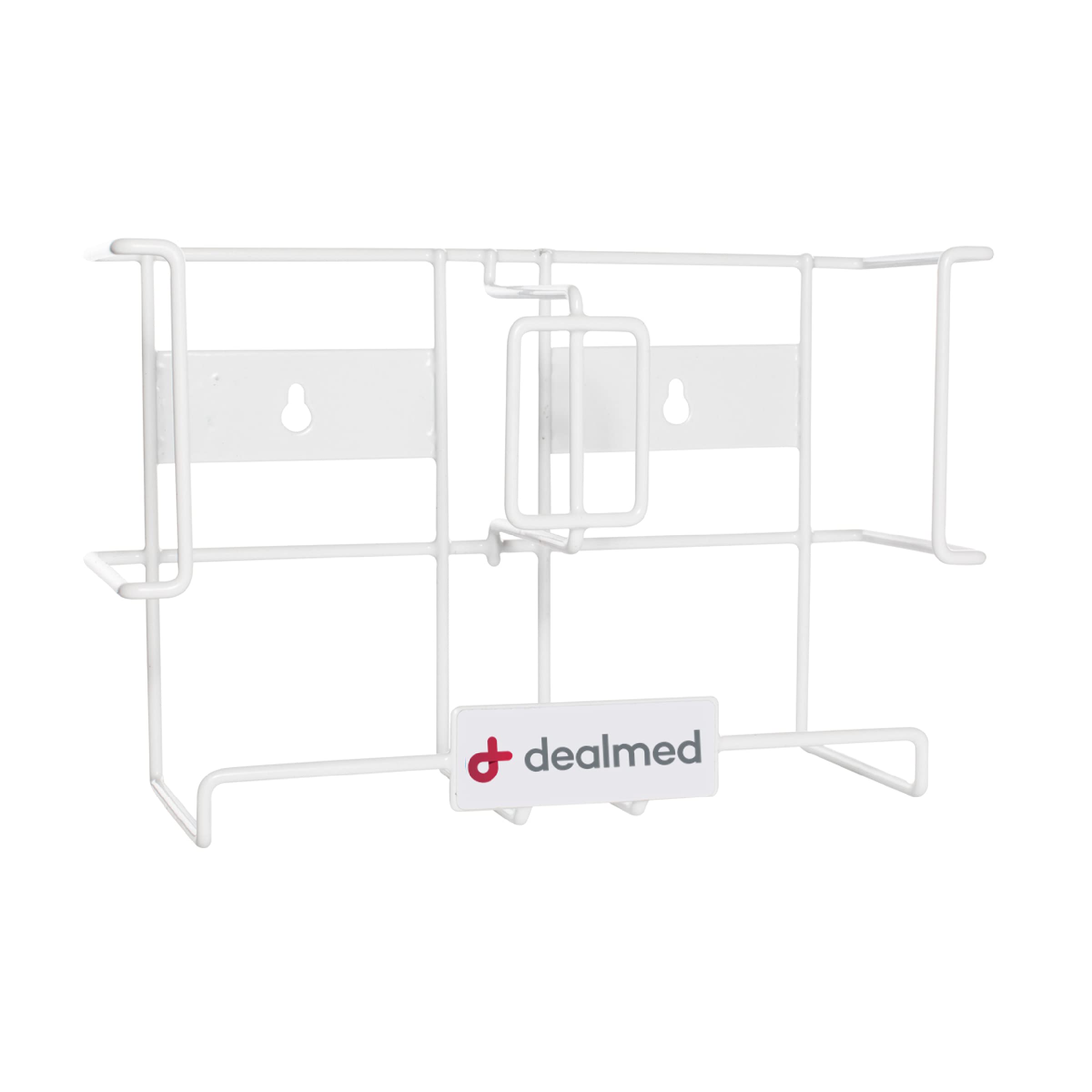 Dealmed Soporte doble para guantera, dispensador de guantes de acero recubierto para montaje en pared o encimera, horizontal, blanco (paquete de 1)