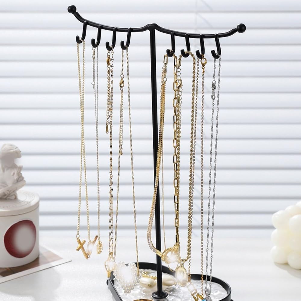 Organisateur de bijoux en fer créatif, collier forme cœur détachable, boucles d'oreilles, bureau debout Support Bijoux(Noir)