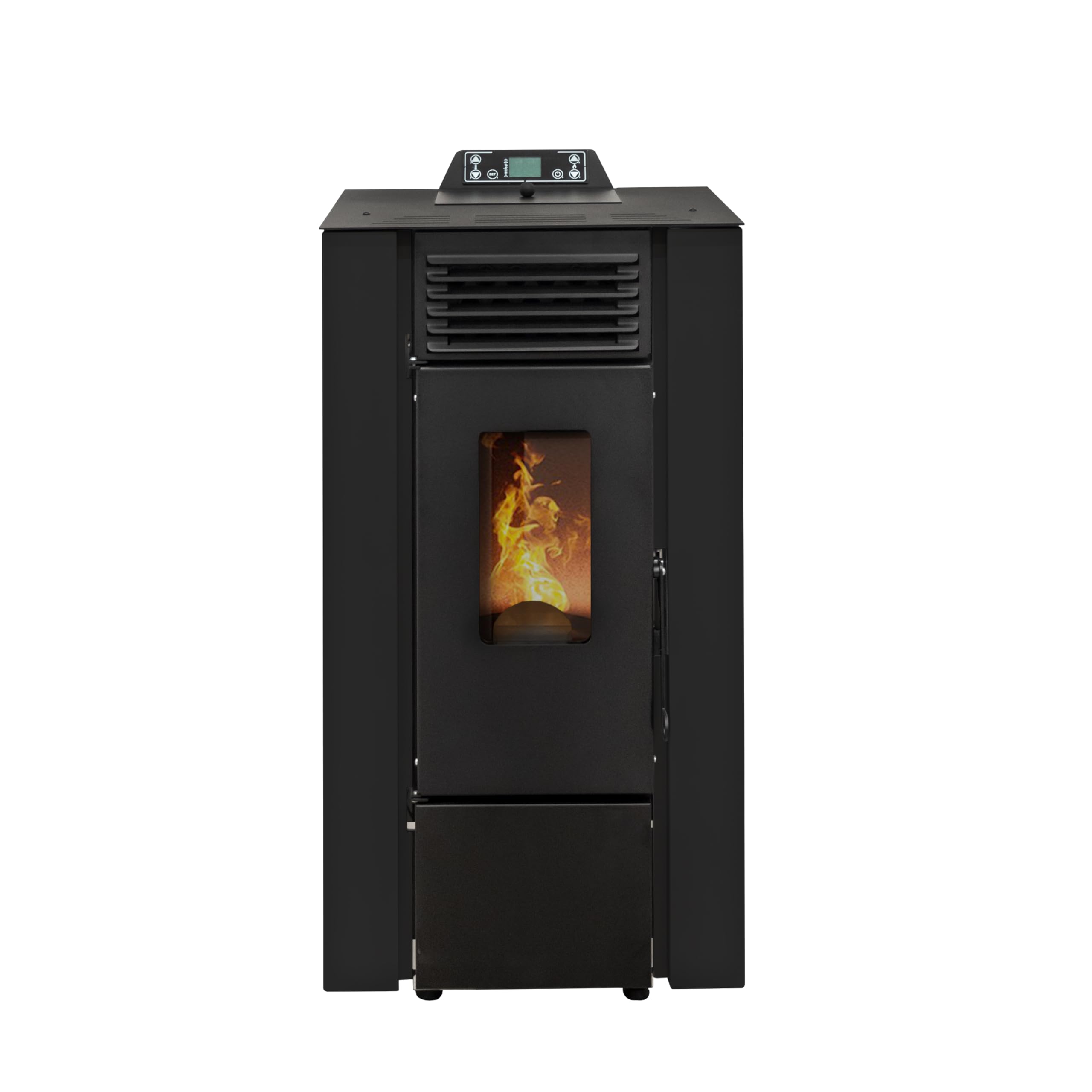 STUFE A PELLET ITALIA Qubo - Estufa de aire ventilada de 9 kW, eficiencia 91%, calienta 80 m², autonomía 21 h, programable, diseño compacto, 5 velocidades y potencia, color negro
