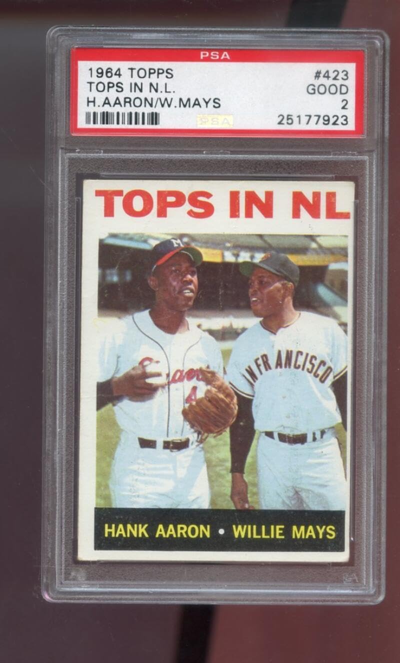 1964 Topps #423 Tops In NL Hank Aaron Willie Mays PSA 2 Graded Baseball Card MLB N.L.