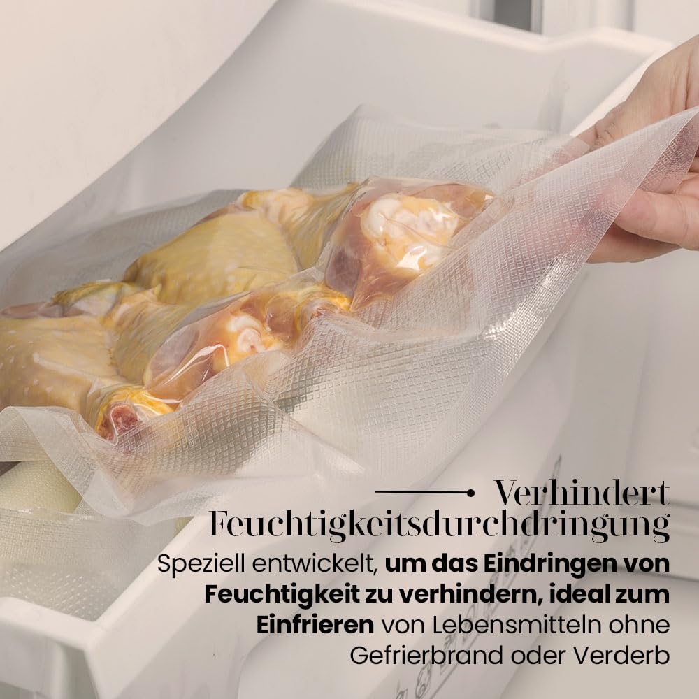 Vakuumbeutel-Rolle 15x500cm – Geprägt, PA+PE, Für Vakuumierer, Geeignet Zum Kochen & Einfrieren