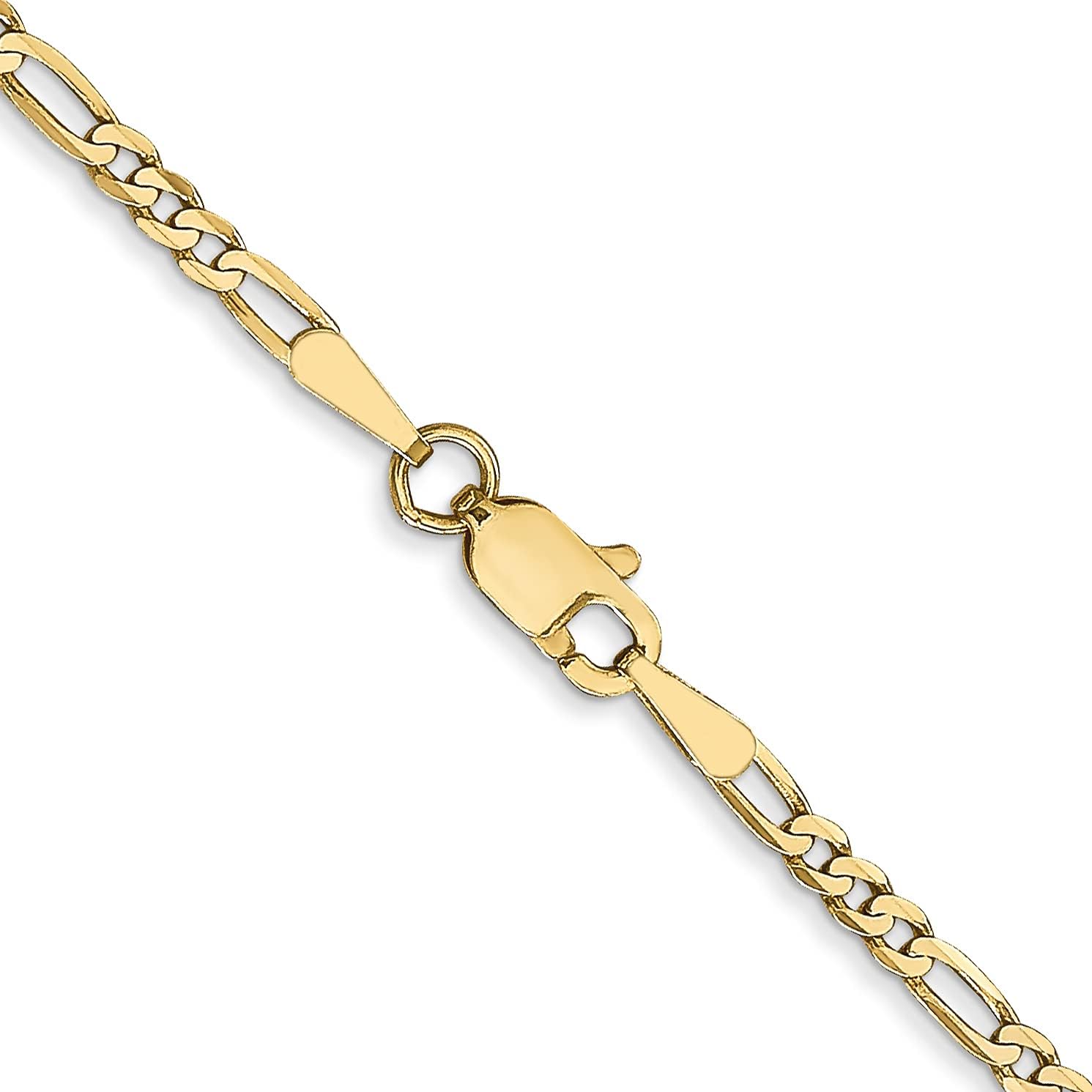 IceCarats 14K Solid Yellow Gold 2.25mm Thin Flat Figaro Chain Necklace Polished