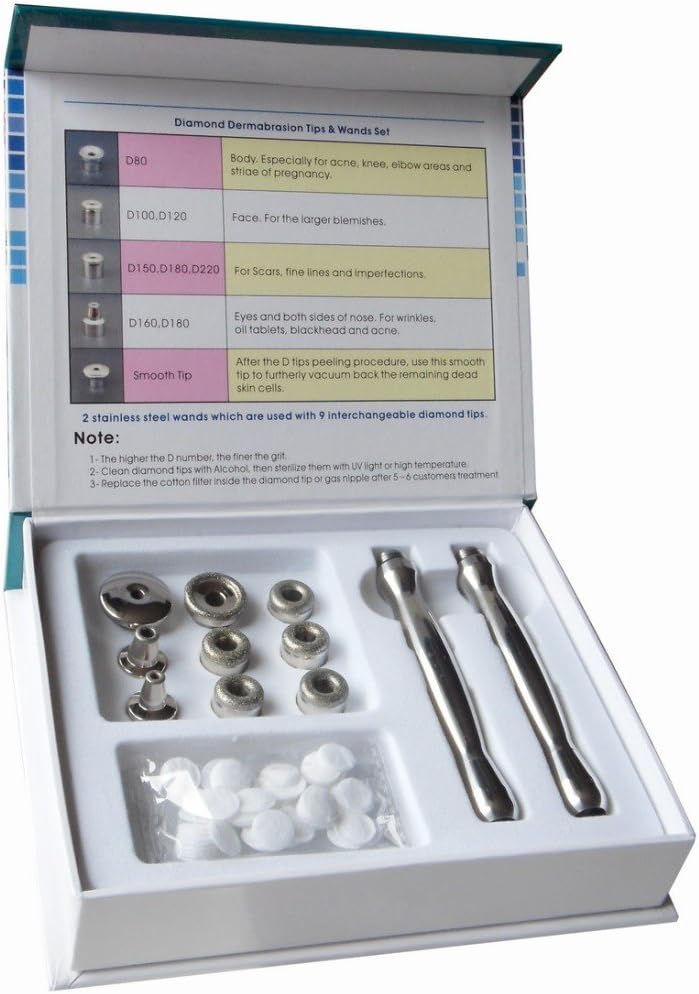 REPLACEMENT DIAMOND MICRODERMABRASION TIPS & WANDS W/ COTTON FILTER, GLASS TUBE (TIP & WAND W/ COTTON FILTER ONLY)