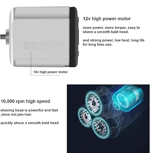 Miniatura 6 de Afeitadora eléctrica profesional con cable, maquinilla de afeitar de cabeza calva, afeitadora giratoria 3D para hombre, rasuradora de cara y cabeza,