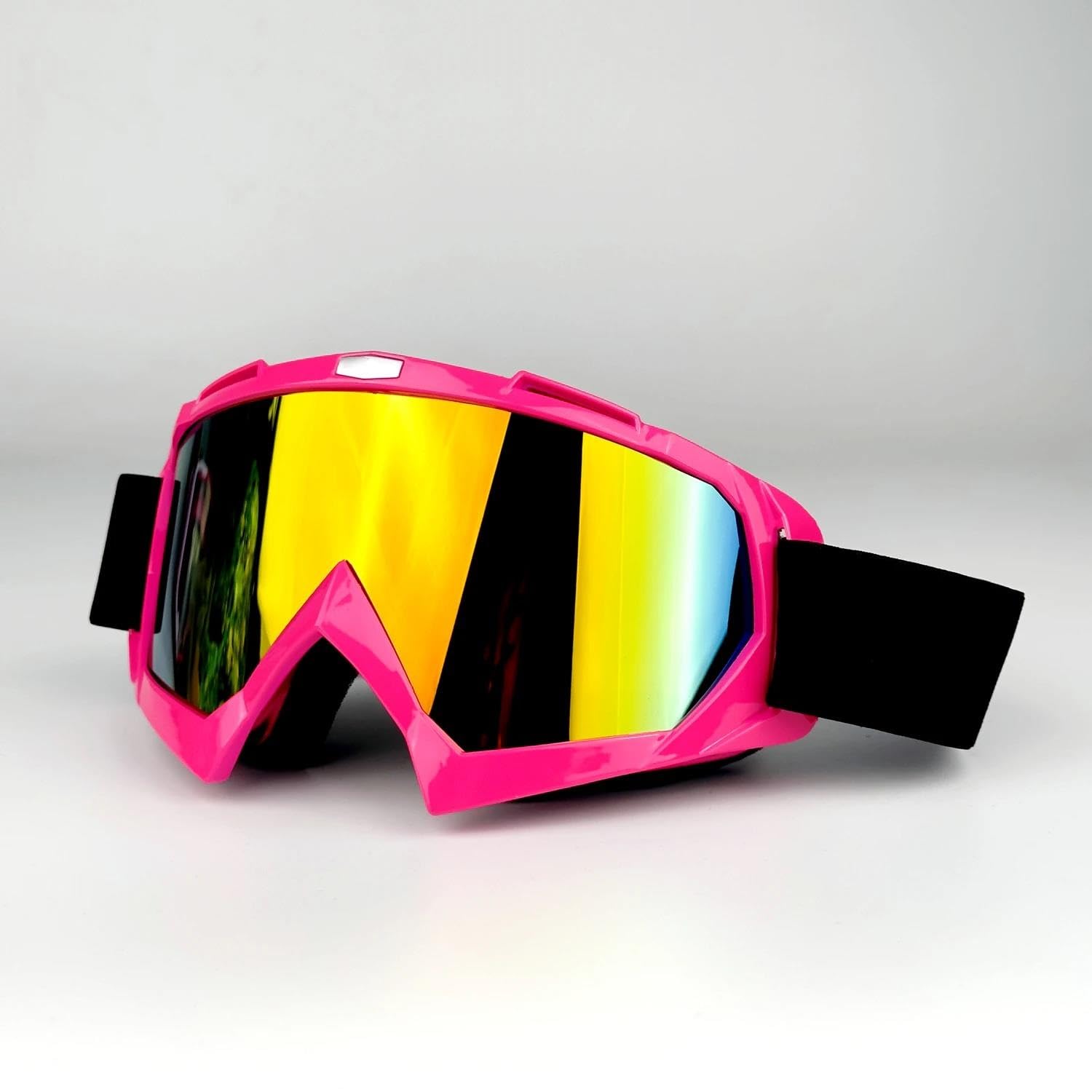 Gafas de moto todoterreno con correas desmontables para deportes al aire libre, a prueba de viento, para bicicleta de montaña y carreras todoterreno.(PK-RED)