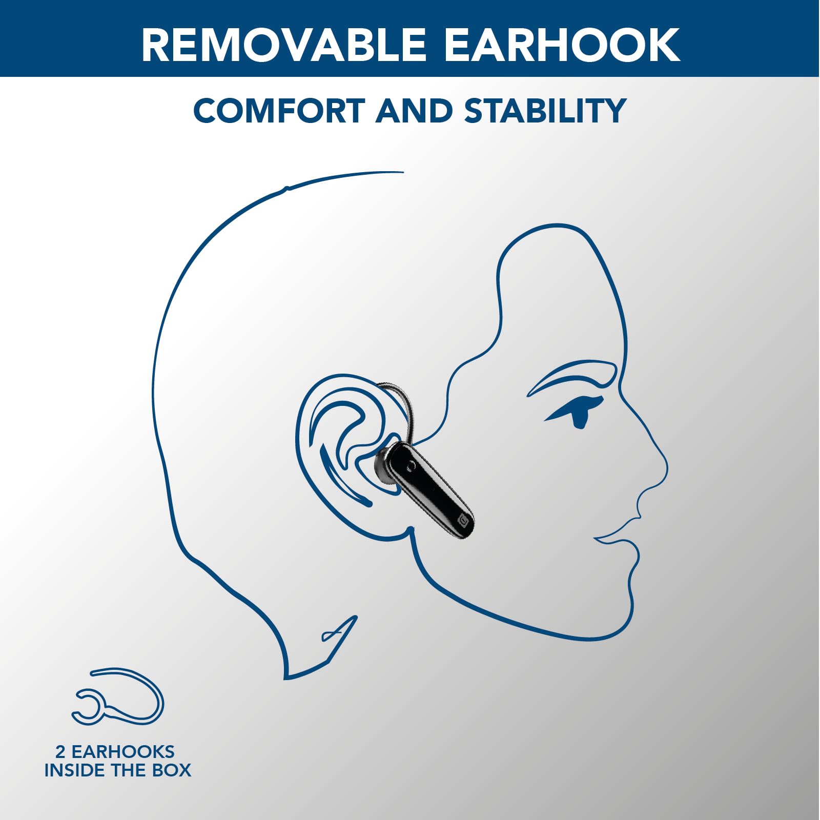 cellularline | SCORE | Auricolare Bluetooth® Mono Ergonomico con Archetto Removibile - Play time 4 ore - Nero