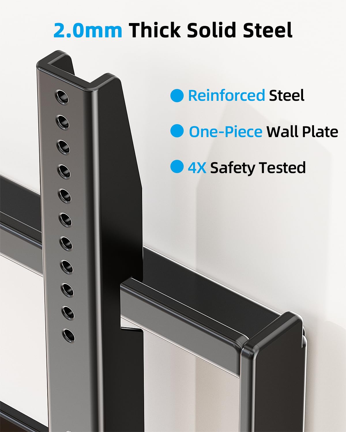 HOME VISION Supporto fisso da parete per TV fino a 100", VESA max 600 x 600 mm fino a 200 kg, adatto a perni in legno da 16/18/24", staffa universale a basso profilo per TV, salvaspazio, HV8602