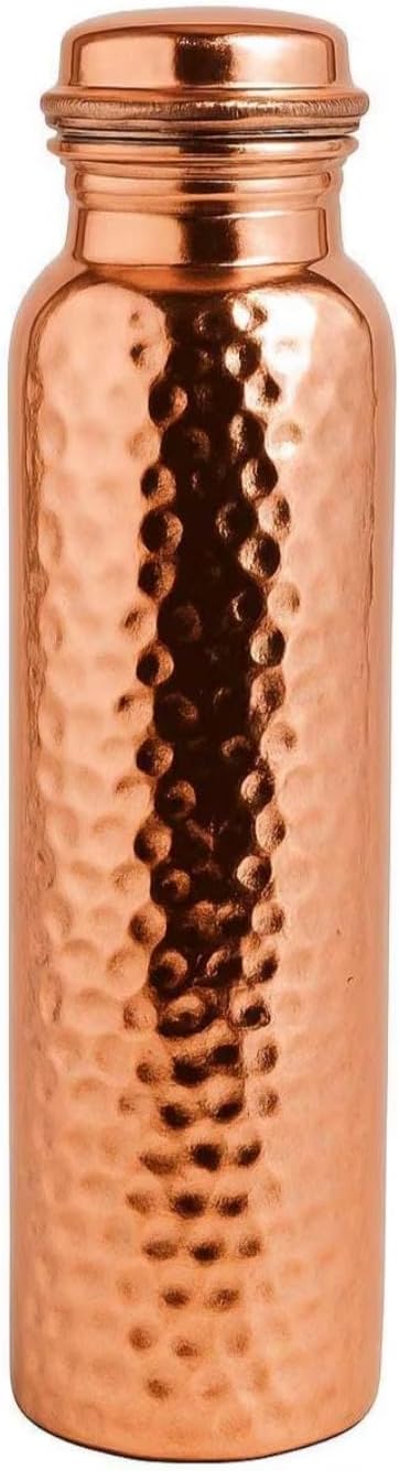 Copper Water Bottle - 34oz - Handcrafted Ayurvedic 100% Pure Copper Water Bottle for Drinking |Men & Women| Leak-Proof Lid BPA Free Non-Insulated & Eco Friendly with Premium Quality for Sport