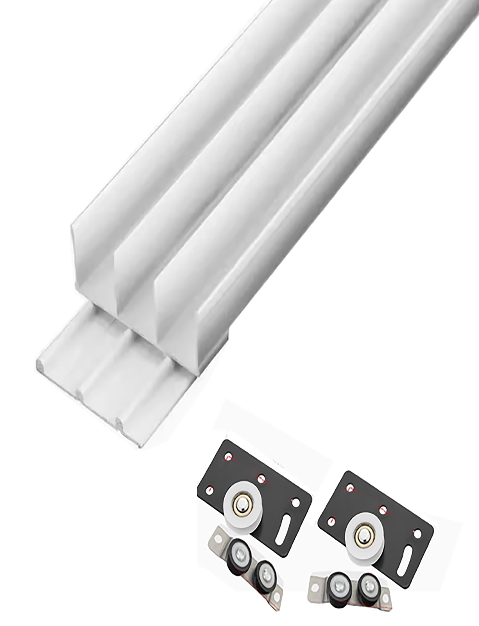 Kit de rieles para puerta corredera de armario, sistema de riel duradero para tres puertas, fácil instalación para divisor de habitaciones