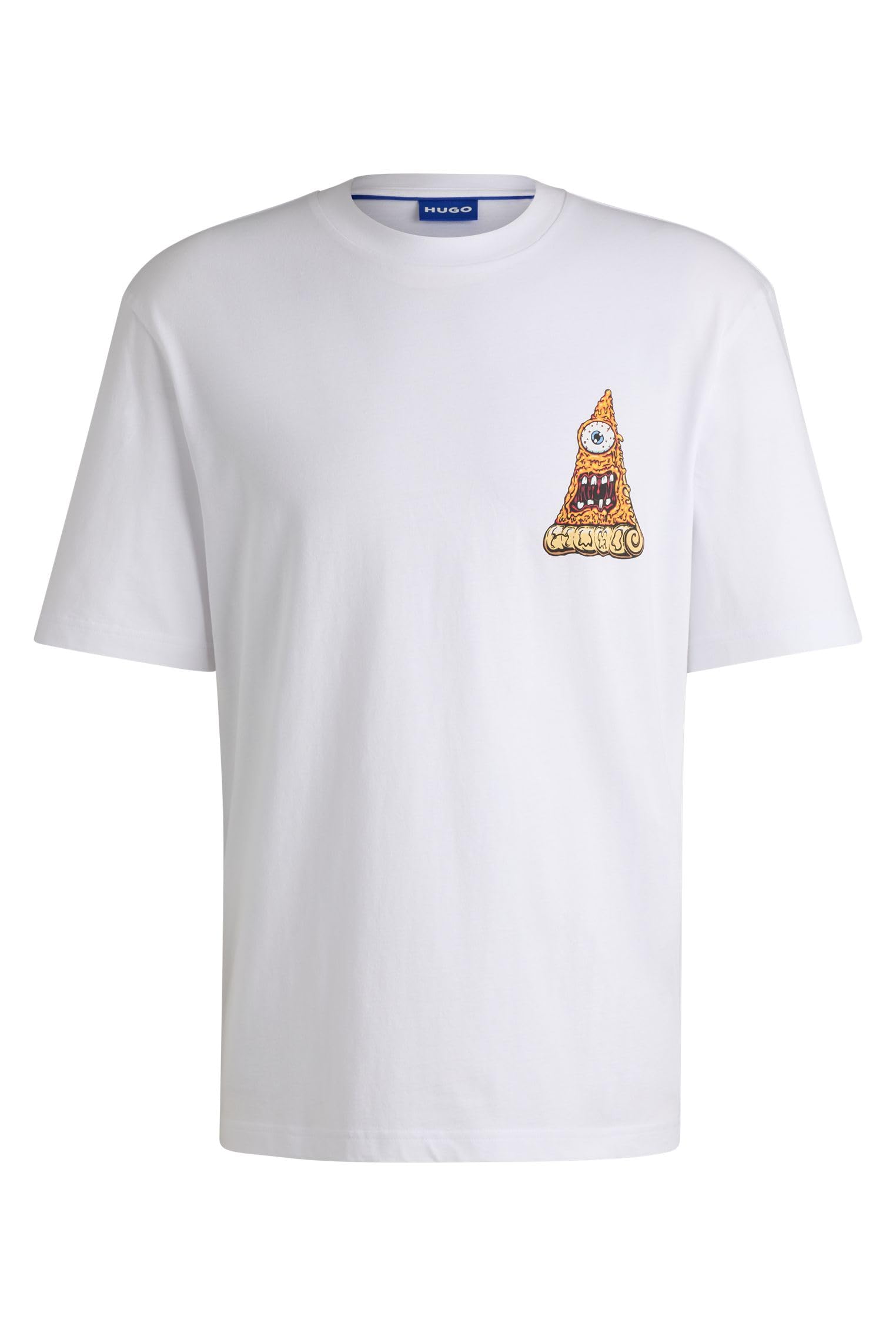 Hugo Men's Nizzerio Pizza Graphic Cotton Jersey T-Shirt, White, M