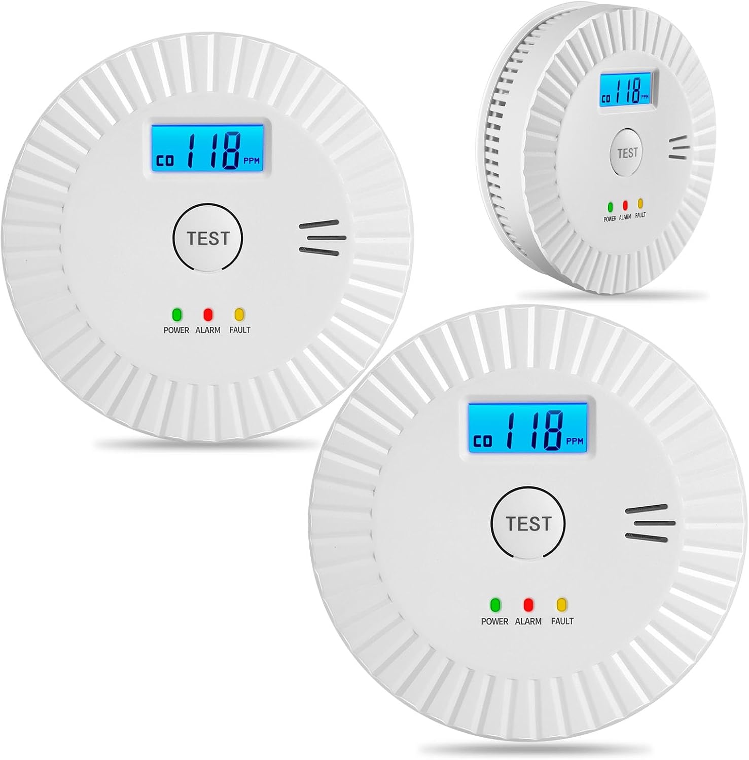 Product image of 3 Packs Smoke and Carbon Monoxide Detector Powered by Battery,Portable Smoke Detector Carbon Monoxide Detector Combo with Large LCD Display, Fire Alarm Smoke Detector for Home,Kitchen