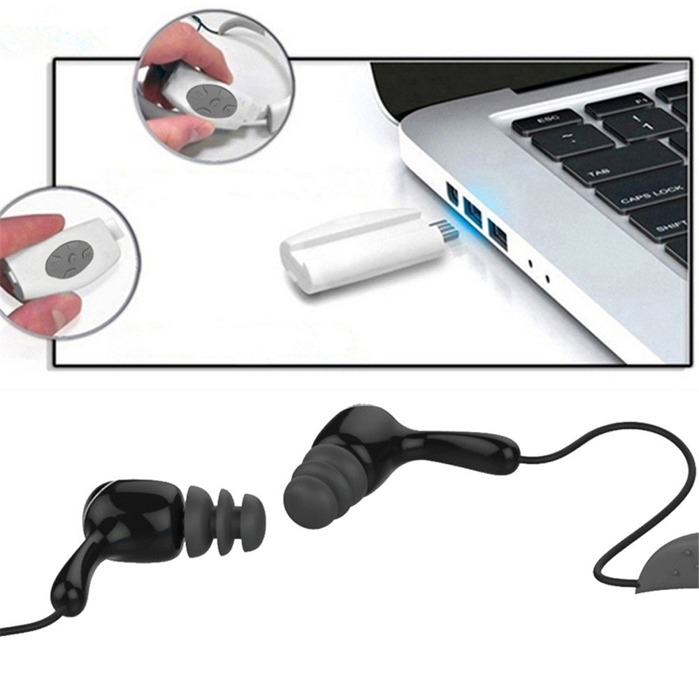 Suney Lecteur MP3 étanche Casque audio sans fil 8 Go HiFi pour natation et course à pied 6 à 8 heures Lecteur MP3 étanche pour surf, natation, sport, course à pied Waterproof Bluetooth blanc