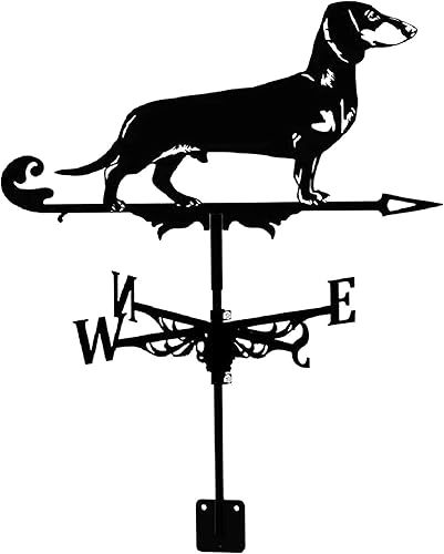 The Dachshund Weathervanes - Indicador de dirección del viento para jardín al aire libre, veleta, herramientas de medición de techo, hierro forjado,