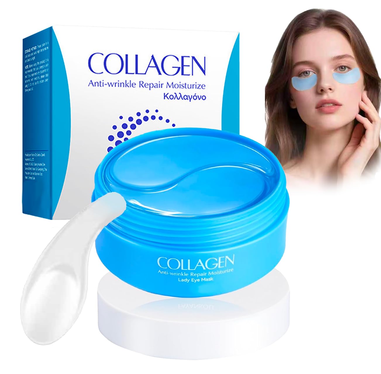 60 Pezzi Patch Occhi al Collagene,Maschera per Occhi All'acido Ialuronico,Per Anti-Rughe Anti-Età ed Idratante Ridurre Borse Occhiaie e Puffiness,Effetto Rinfrescante per Stanchi,Unisex