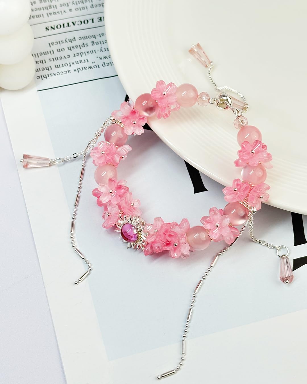 Sakura Energy Bracelet｜Adjustable Glass & Zircon Bracelet for All Zodiac Signs｜Attract Love & Luck｜Peach Pink & Rose Red｜ Zodiac Compatible for Attracting Love, Enhancing Relationships & Boosting Luck - Image 7