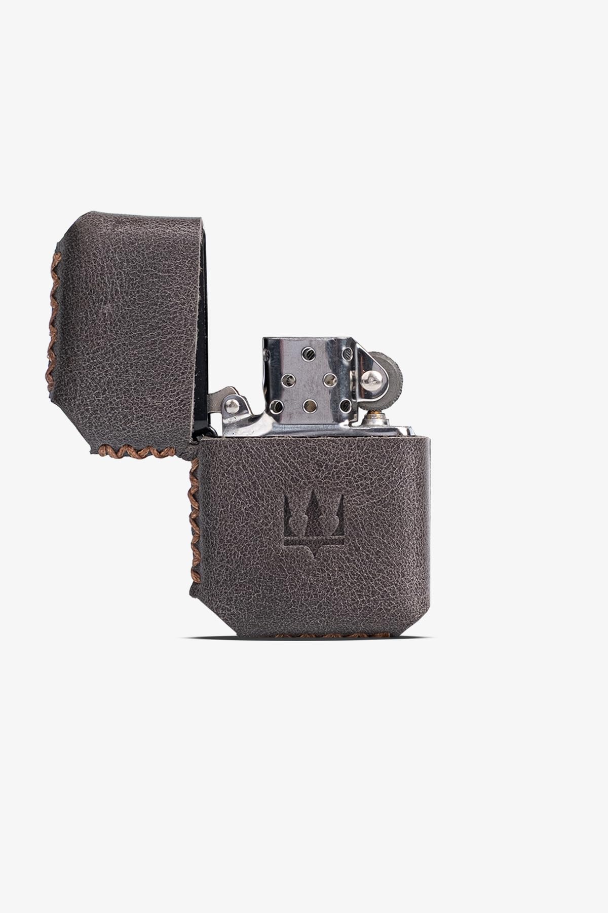 Genuine Leather Handmade Personalized Petrol Lighter Charcoal Color One Size - Charcoal One Size
