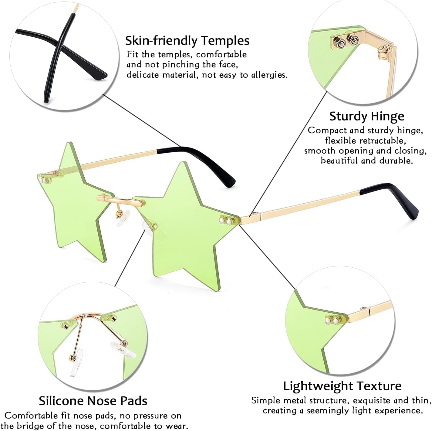 FEISEDY Rimless Star Shape Sunglasses Women Men Personality Pentagram Party Glasses Trendy Color Eyewear B2833 - Image 6