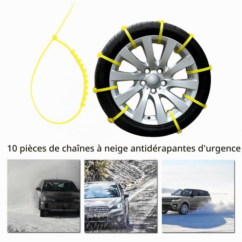 Chaînes à neige Riloer, chaînes de pneu antidérapantes universelles 10 pièces pour urgence extérieure, ceinture de pneu de voiture antidérapante en TPU pour toutes les voitures avec largeur de pneu