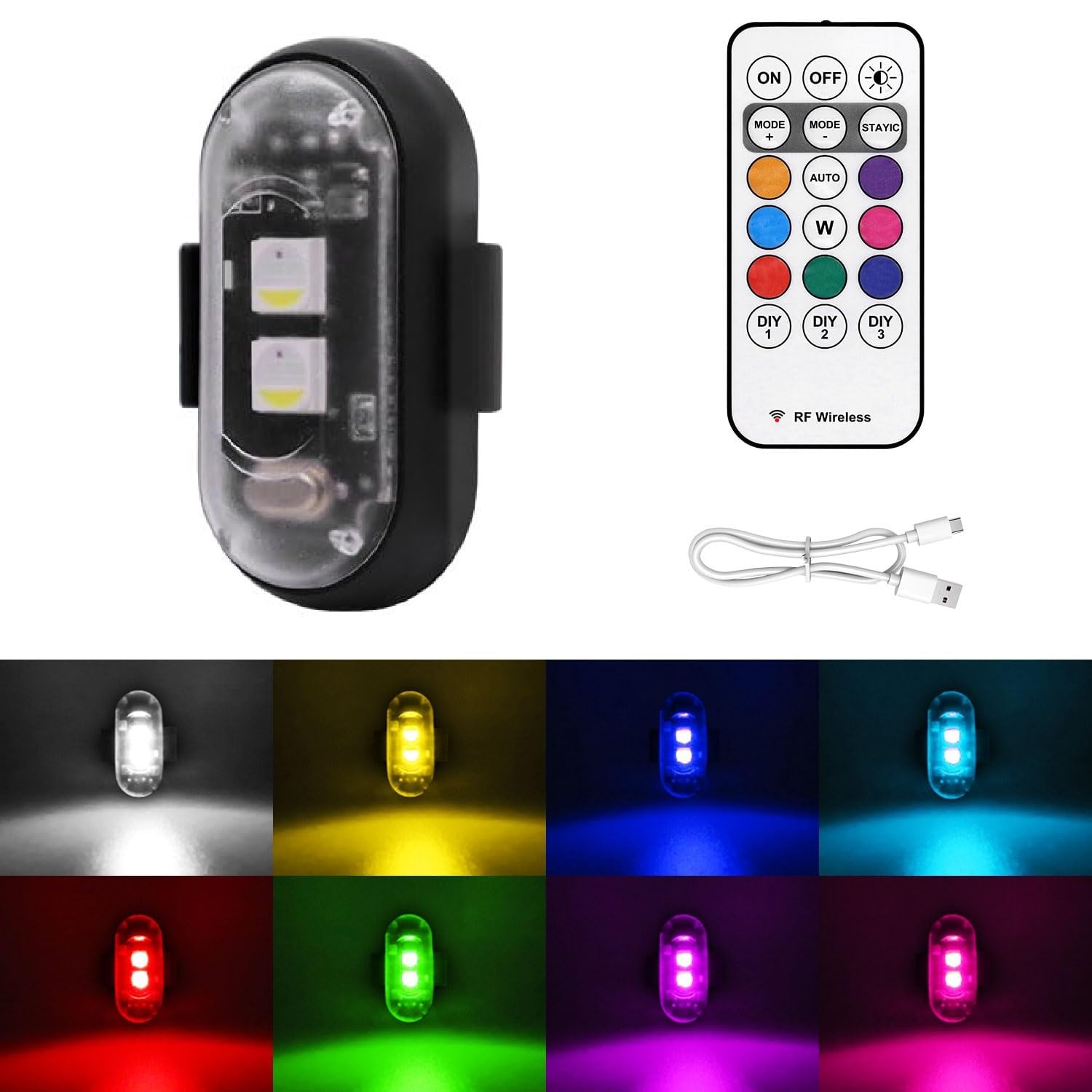 NHHEO Lot De 8 Lumières Stroboscopiques LED Avec Télécommande - Étanches IP65 Pour Voiture, Moto, Vélo