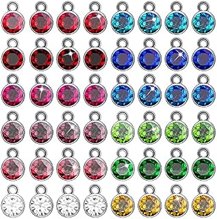 Gukasxi 96 Pieces Crystal Birthstone Charms Necklace Earring Bracelet Beads Pendants with Rings for DIY Jewelry Making and Crafting, 12 Colors 