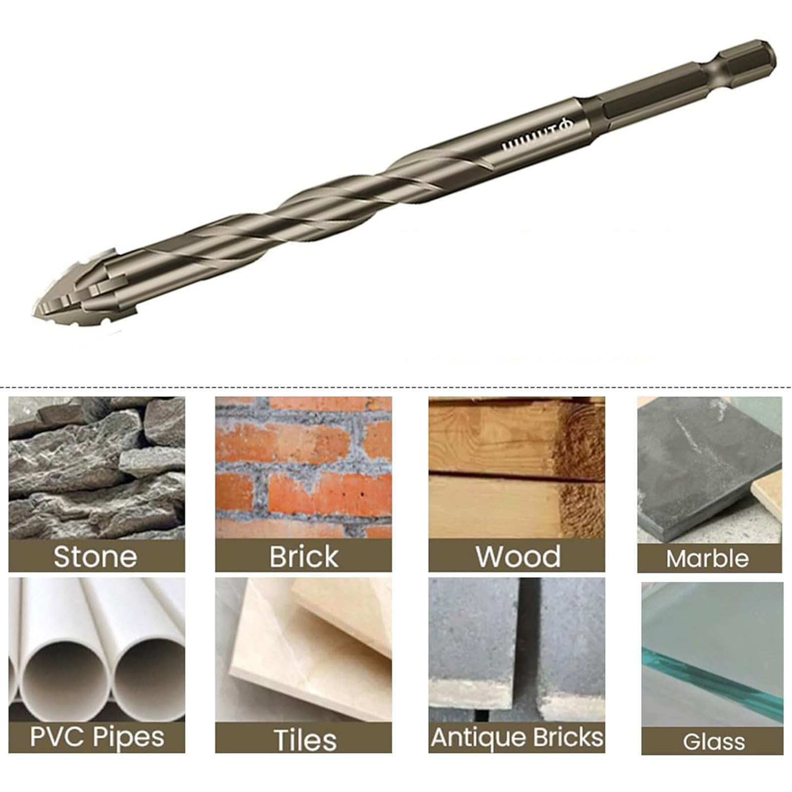 Lot De 6 Forets Excentriques Multifonction Niuny 4-12 Mm - Pour Percer Verre, Céramique, Bois - Tige Hexagonale