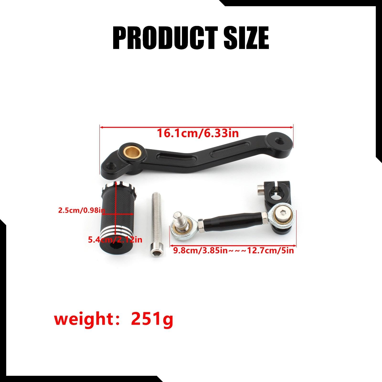 Leva Cambio Assemblaggio Pedale Freno Kit Completo Accessorio Alluminio Leggero Resistente per Motociclette Adatto a Viaggi Uso Urbano Guida Quot, Nero