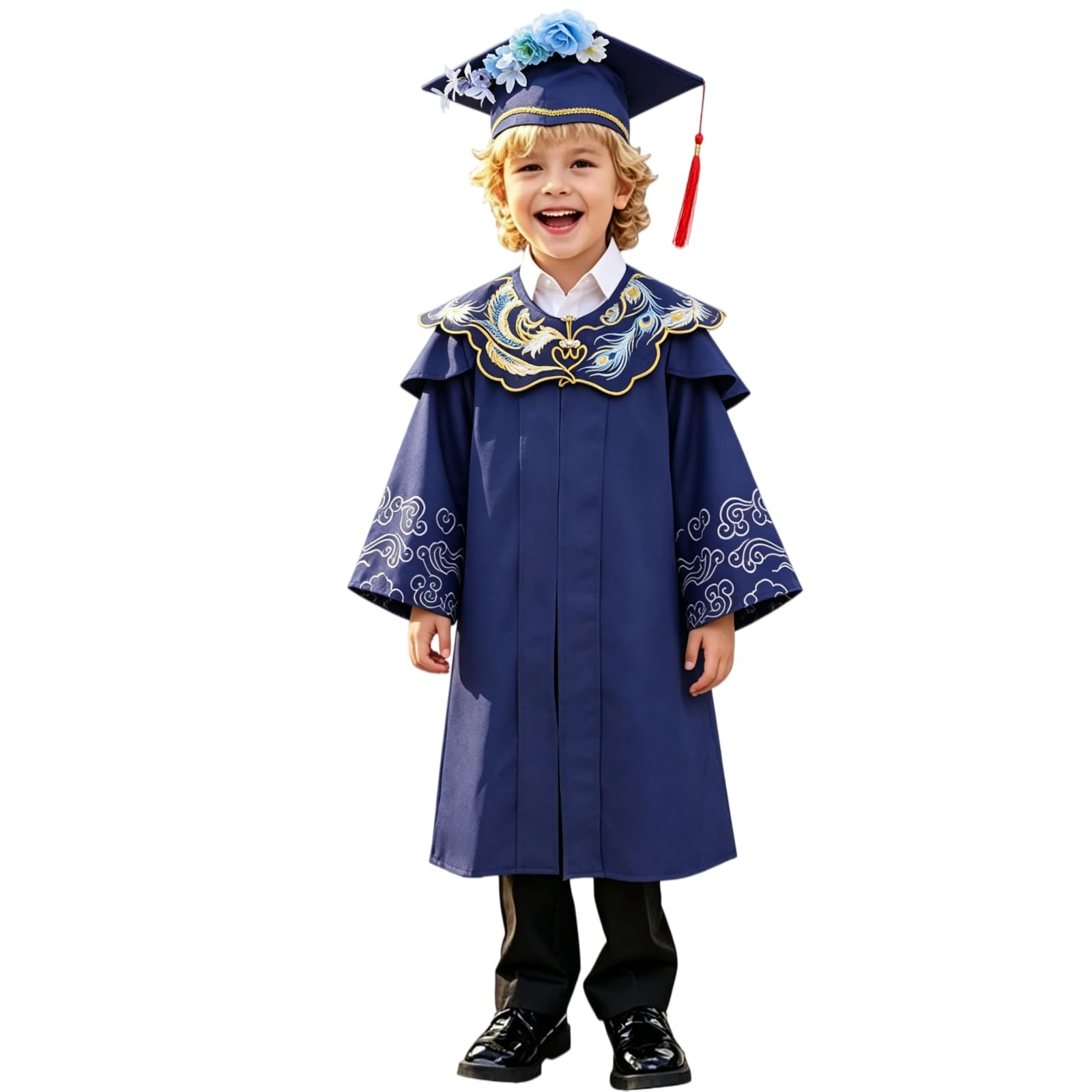 Kindergarten 2025 Graduation Cap and Gown Tassel Sets with Charm 2PCS Graduations Stoles for Kids Grad Party Clothes