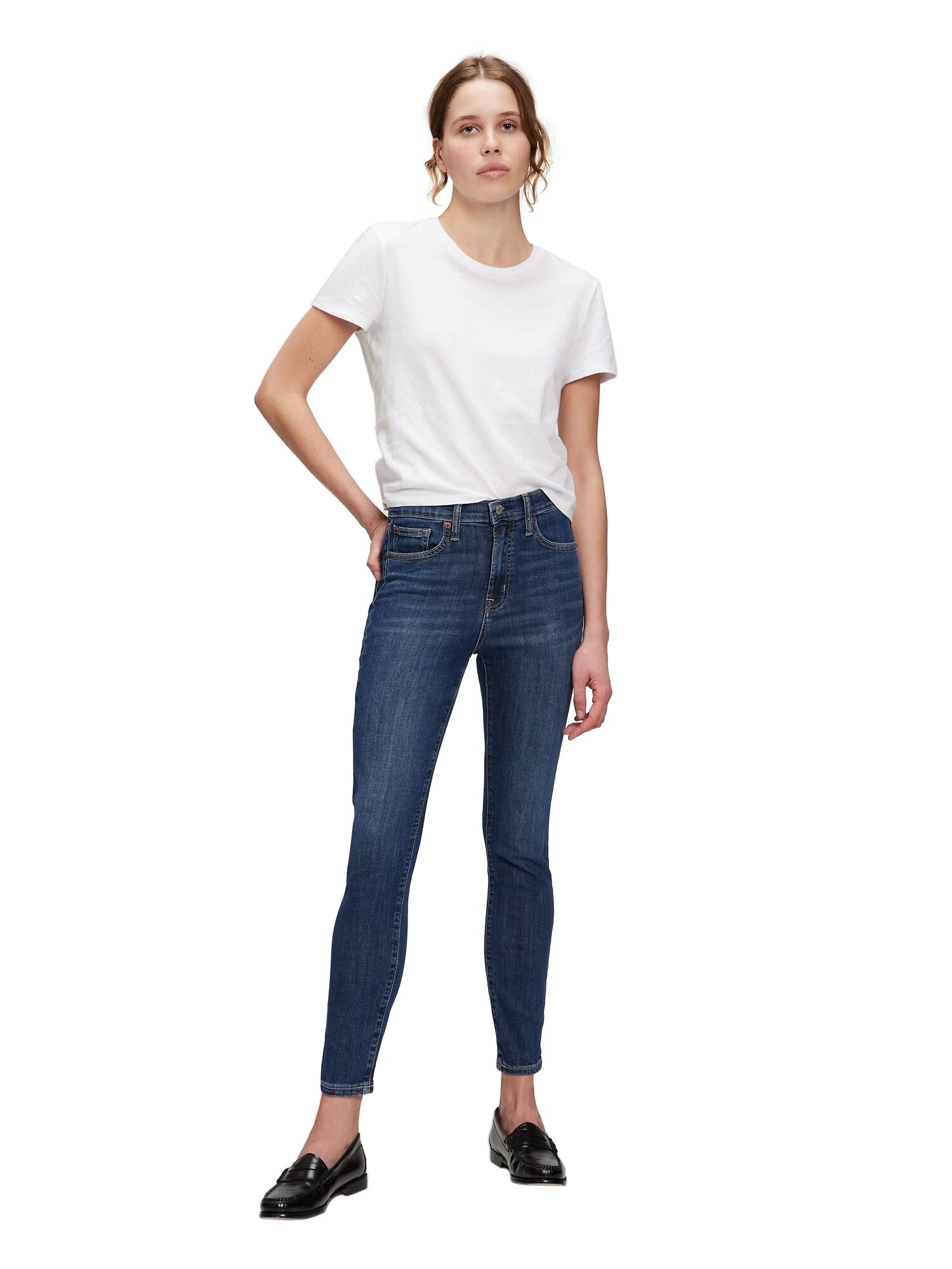 GAP Women's High Rise Skinny Fit Denim Jeans, Medium Indigo Cyrus, 30 Regular