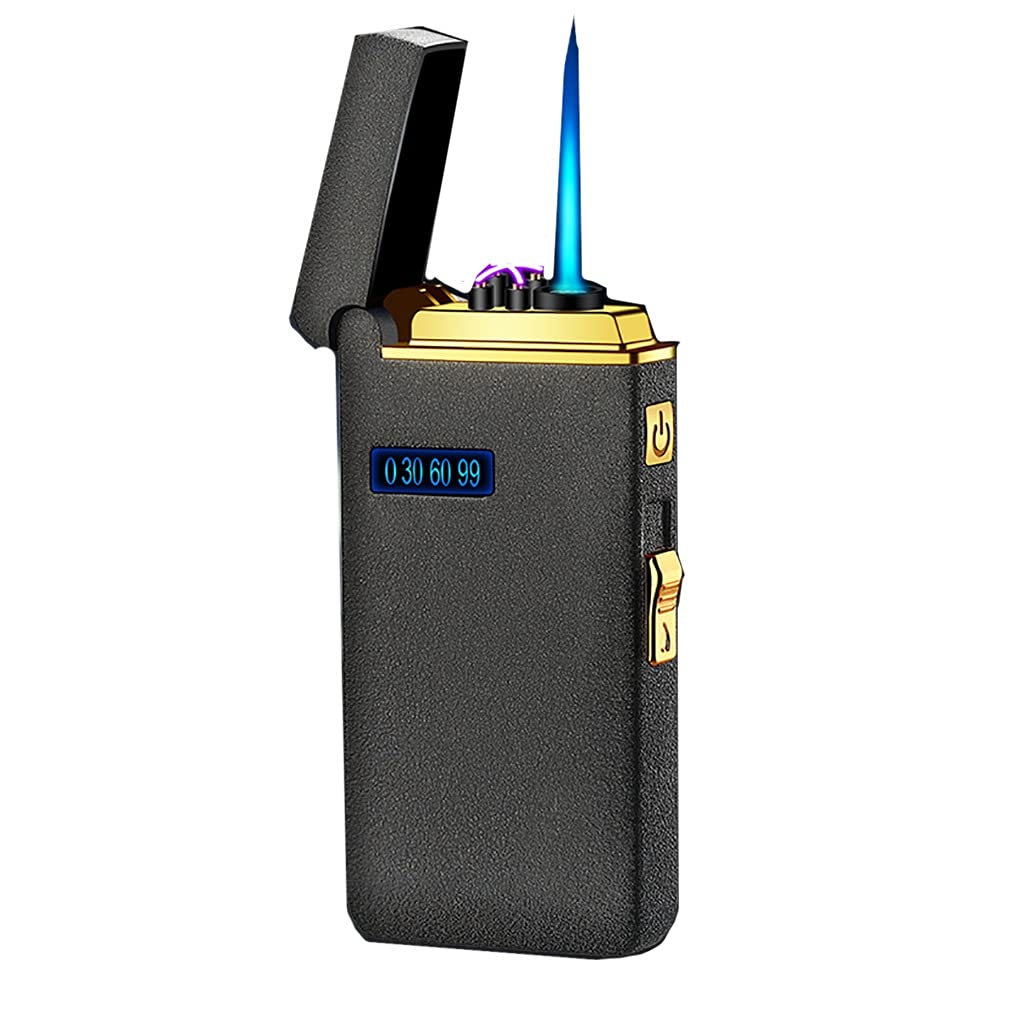 New Windproof Metal USB Torch Lighter Jet Turbo Dual Arc LED Lighters 2 in 1 Outdoor Spray Gun Lighter，Waterproof Lighter Electric Lighters Rechargeable/Refillable for Adventure，Survival Tactical，Ciga