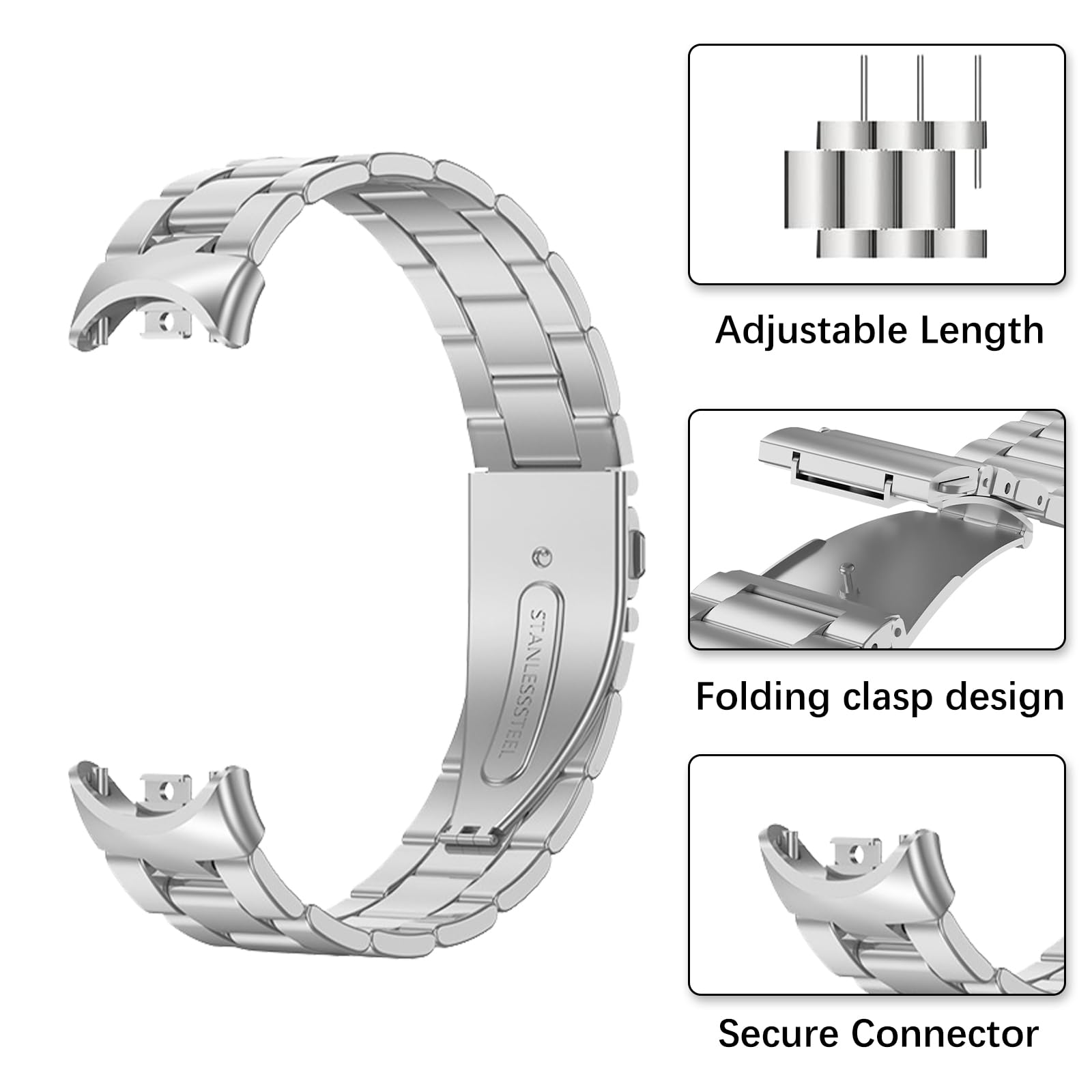 RobinEllis Tiggo Cinturino per Omega Swatch Band,20mm Cinturino Acciaio Inossidabile Morbido per
