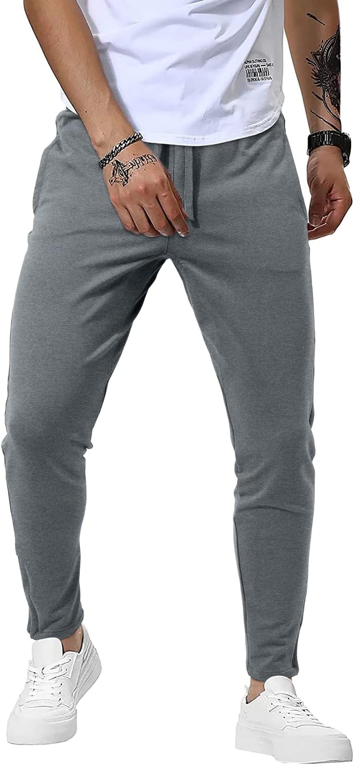 Mens Zip Joggers Pants Casual Gym Workout Track Pants