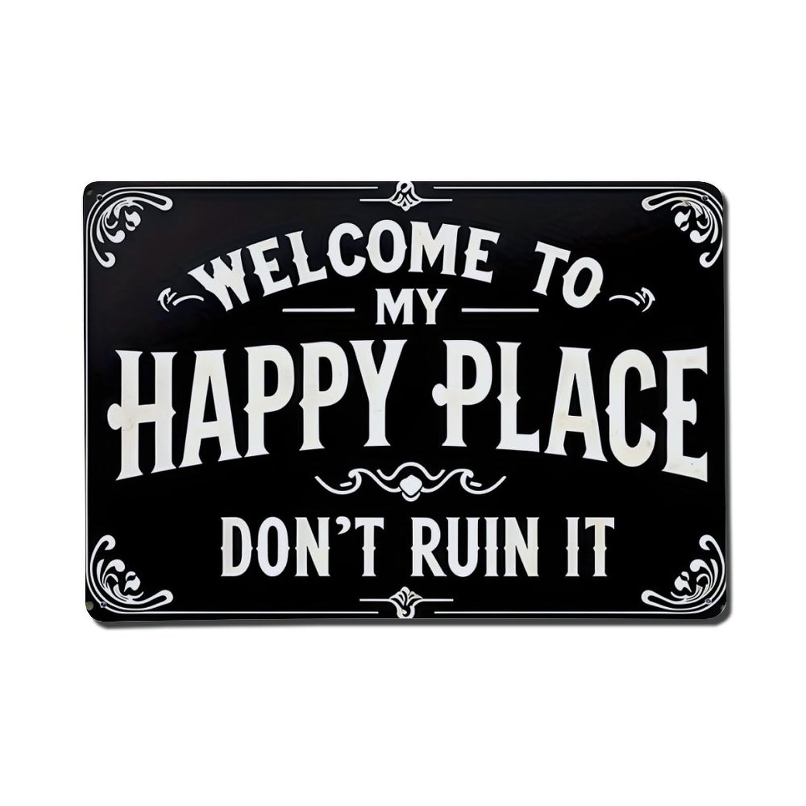 Welcome To My Happy Place Funny Vintage Wall Sign Vintage Aluminium Metal Sign, Retro Wall Decor for Home, Bar, Garage & Farmhouse 20x30cm