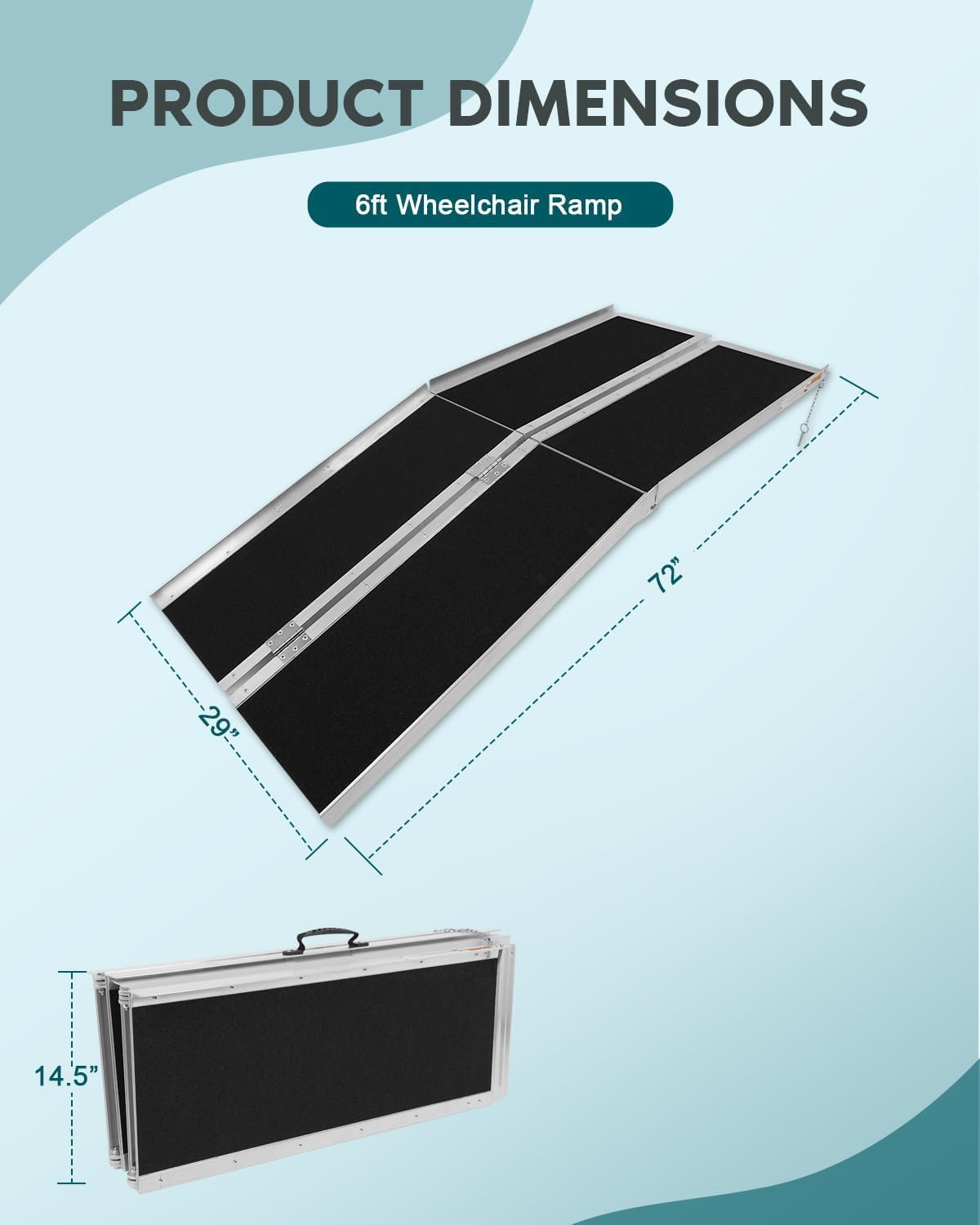 SCITOO Multifold Wheelchair Ramp 6ft Non Skid Threshold Ramps Aluminum Foldable Mobility Scooter Ramp Handicap for Steps, Home, Stairs, Doorways