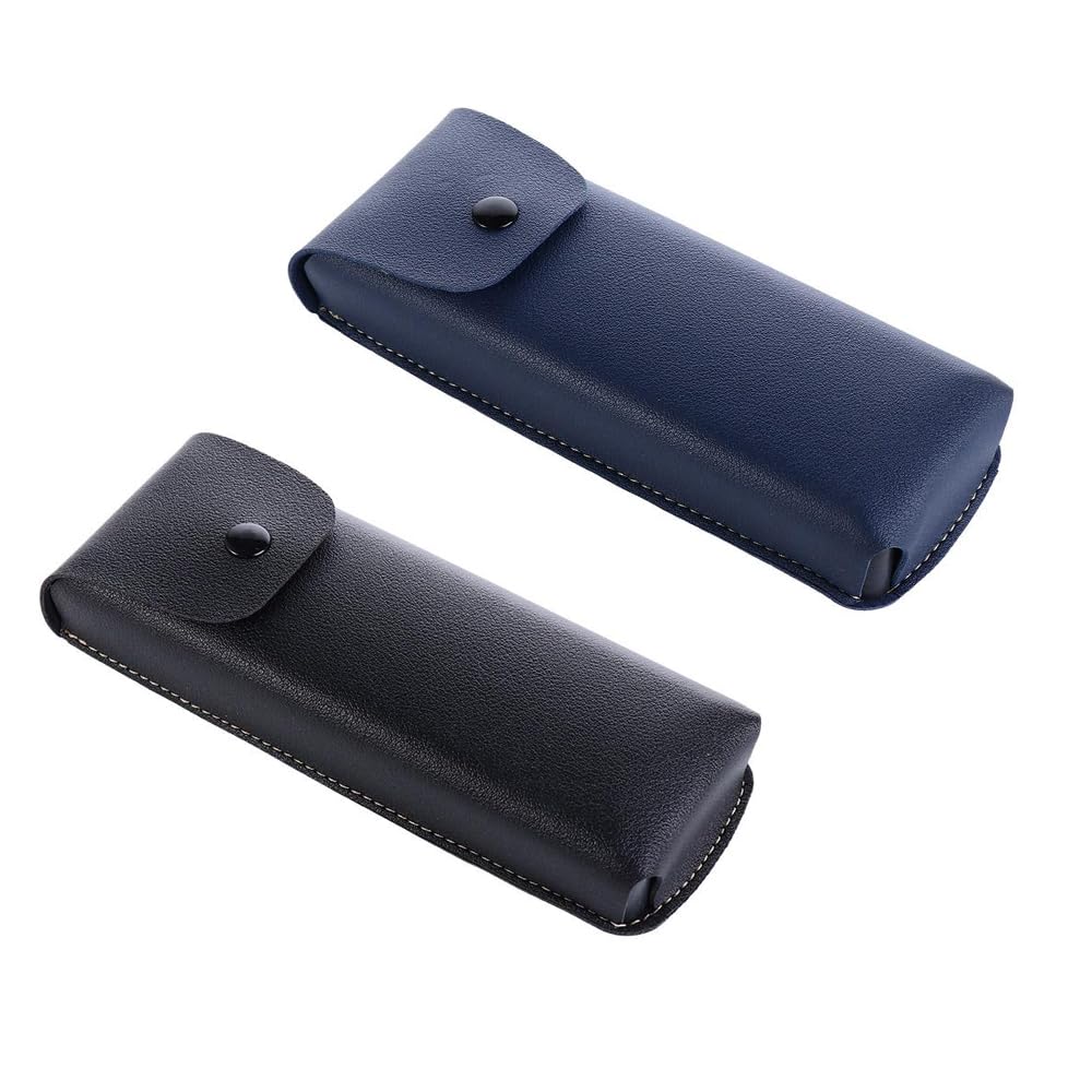 PU Leather Eyeglass Case with Holster Clip,Glasses Case Sunglasses Pouch Eyeglass Case, with Belt Loop,Vertical Button Snap Belt Loop Eyeglass Case Soft Sunglasses Bag, Black, One size