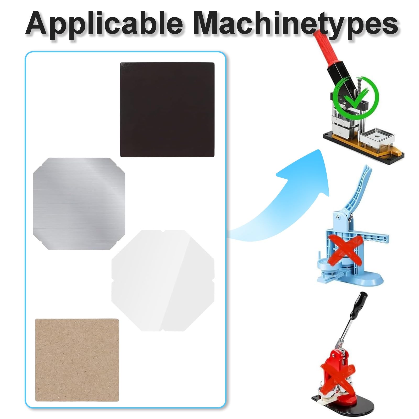 DIY Quadratische Fotobild-Magnet-Button-Pressmaschine-Verbrauchsmaterial, Karton-Magnetmaterialien, Weißblechmaterial, Einfach zu Bedienen, for Kühlschränke(500 Sets,2x2 in/50x50 mm)
