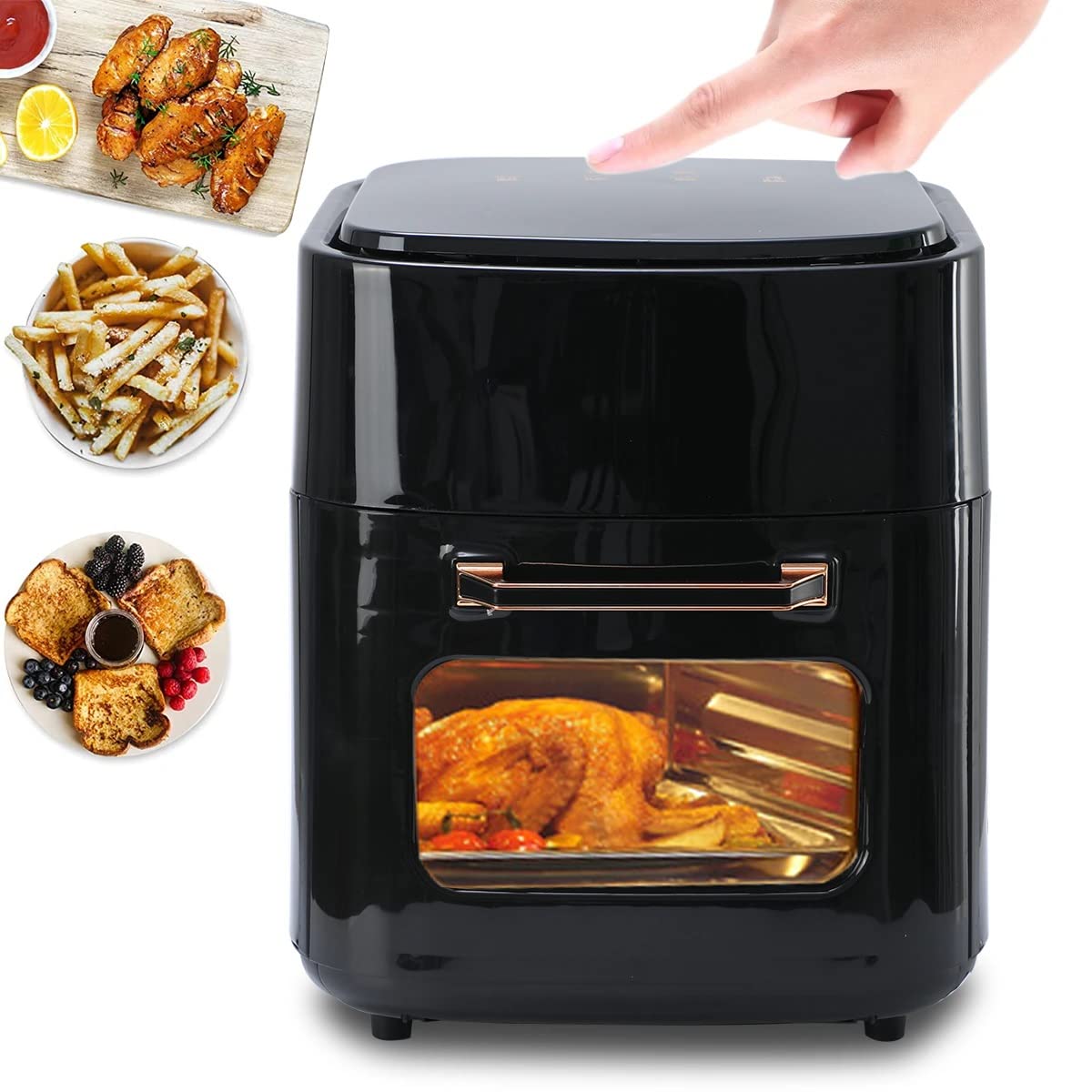 FYCAN 15 Litre Digital Oven Toaster Grill, Digital Temp Technology Oven with Digital LCD Touch Screen,6-in-1 Presets for Baking, Roasting, Dehydrating with Bake Accessories. Black